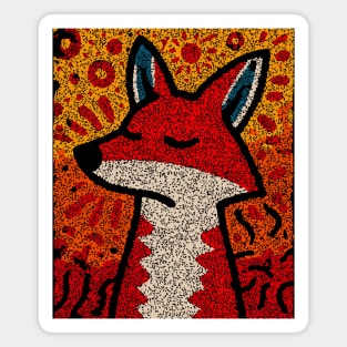 Fox Folk Art Design – Woodland Animal Illustration Magnet